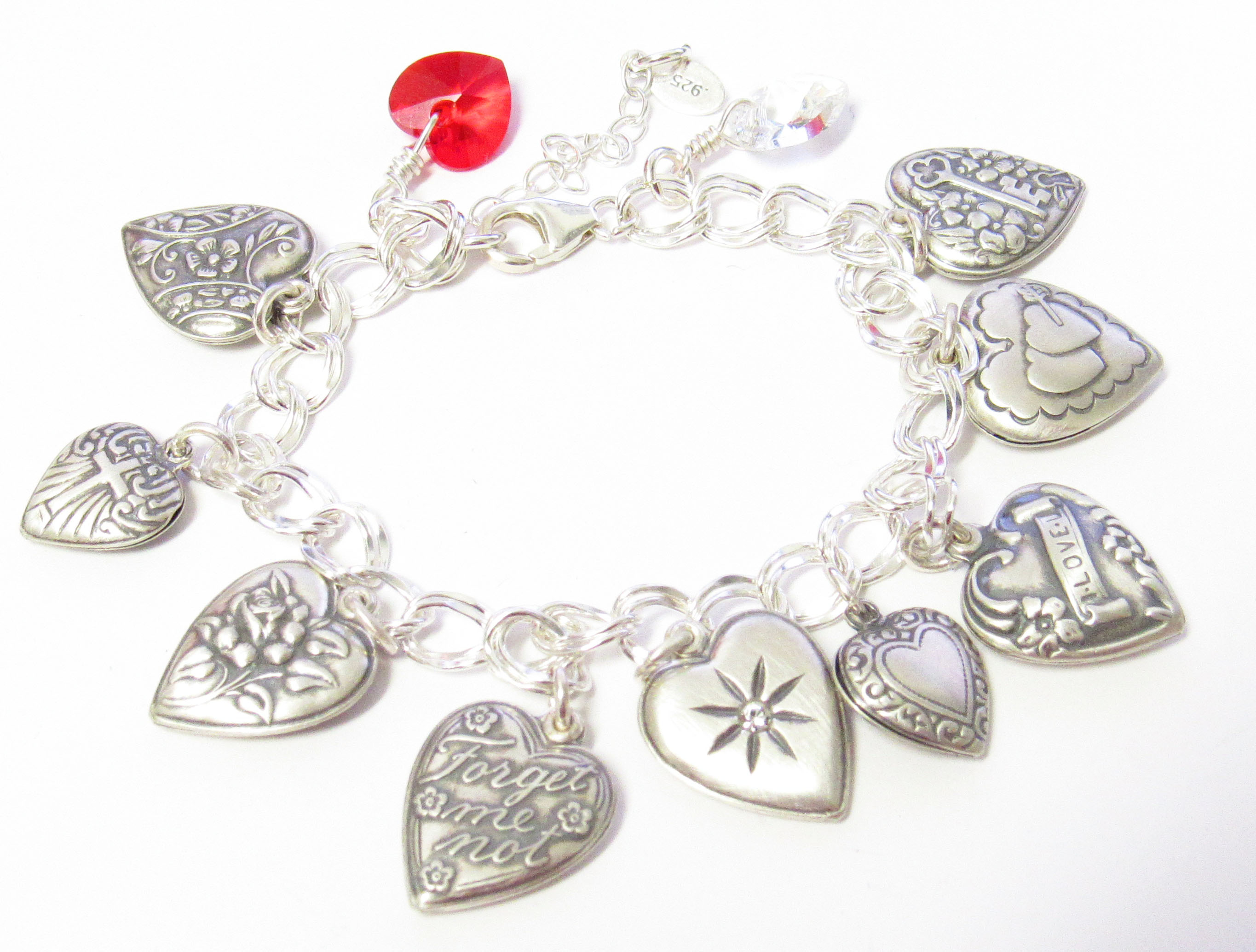 Vintage Puffed/Puffy Heart Charm Bracelet Style 2